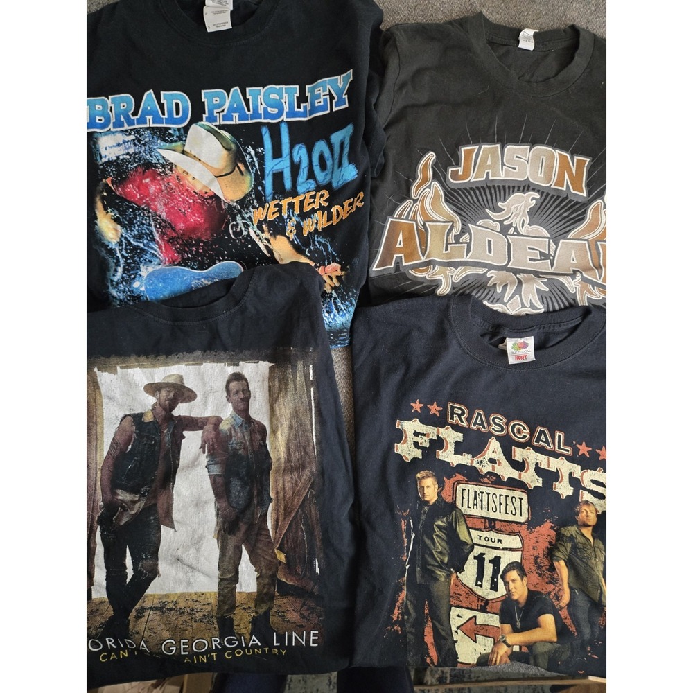 Country Shirt Lot Of 4 Aldean Brad Paisley Rascal Flats Florida Georgia Line